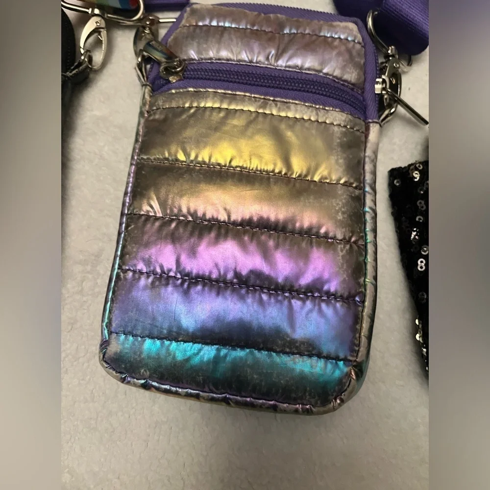 4 PACK Teens/Kids Puffer Pouch Crossbody Cell Bag Purse with Straps Multicolored